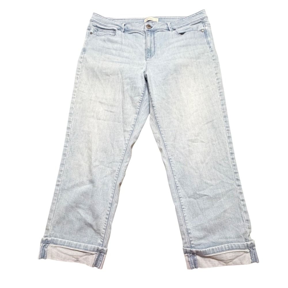 JJill Denim Authentic Fit Cropped Jeans Light Wash Blue Cuffed Size‎ 14